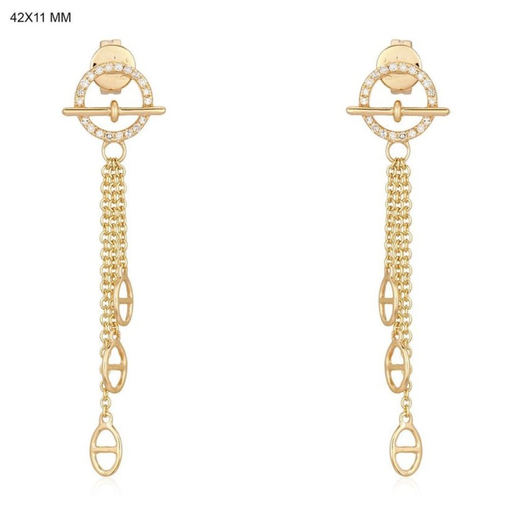 Equinox Chain 14K (or 18k upon request) Yellow Gold Diamond Drop Earrings